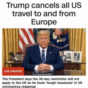 美国总统发表电视讲话,欧美停飞30天!加拿大,再添21例,达到118例。 好恐慌!