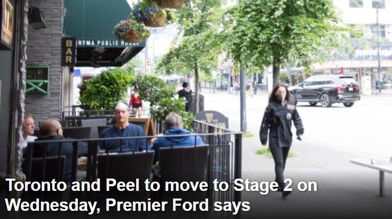 终于解封了!多伦多市和皮尔区将于本周三进入全面开放第2阶段